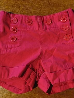 Red ChikliPop Size 5 Button Shorts Comfy Casual Girls